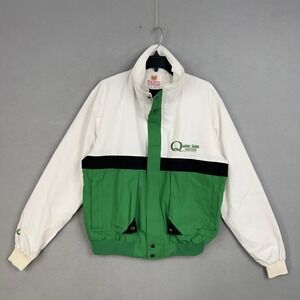 Vintage Quaker State Racing Jacket Mens XL White Green Colorblock Bomber 90s